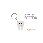 White Acrylic Tooth Keychain TRI-031-09-001-Photoroom