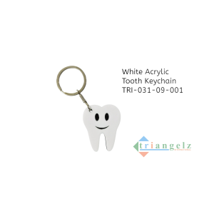 White Acrylic Tooth Keychain TRI-031-09-001-Photoroom